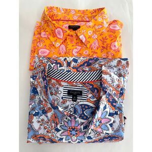 Talbots plus set of 2 button up shirts classic summer casual colorful women 3X
